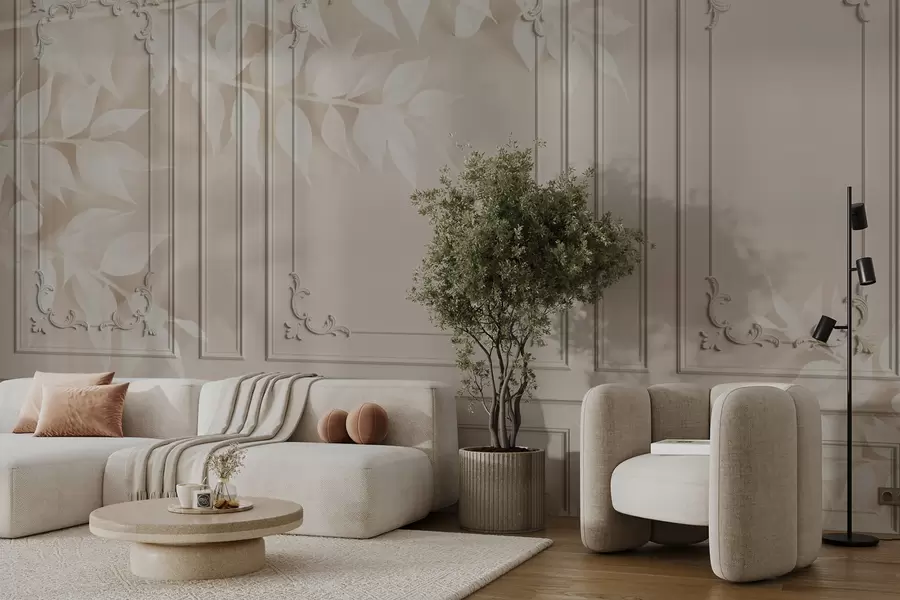 Fototapet Klasické anglické panely Boiserie s listy u96165