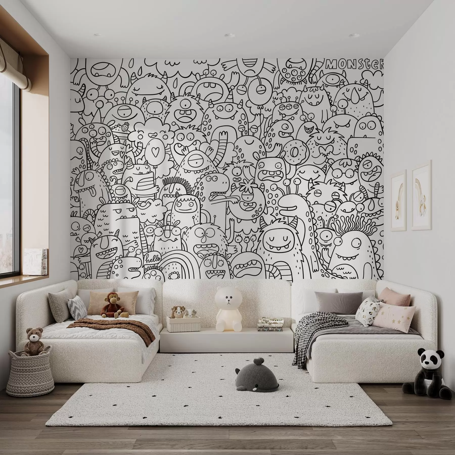 Fototapet Zbarvení tapety Dětské legrační příšery u96393