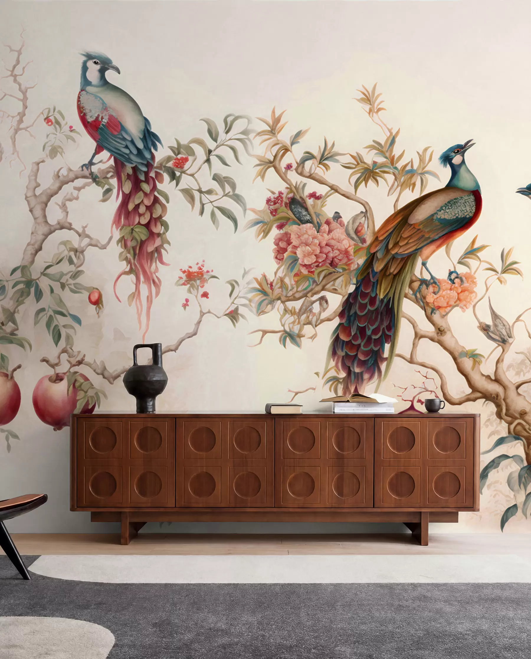 Fototapet Ptáci na větvích granátového jablka u95667