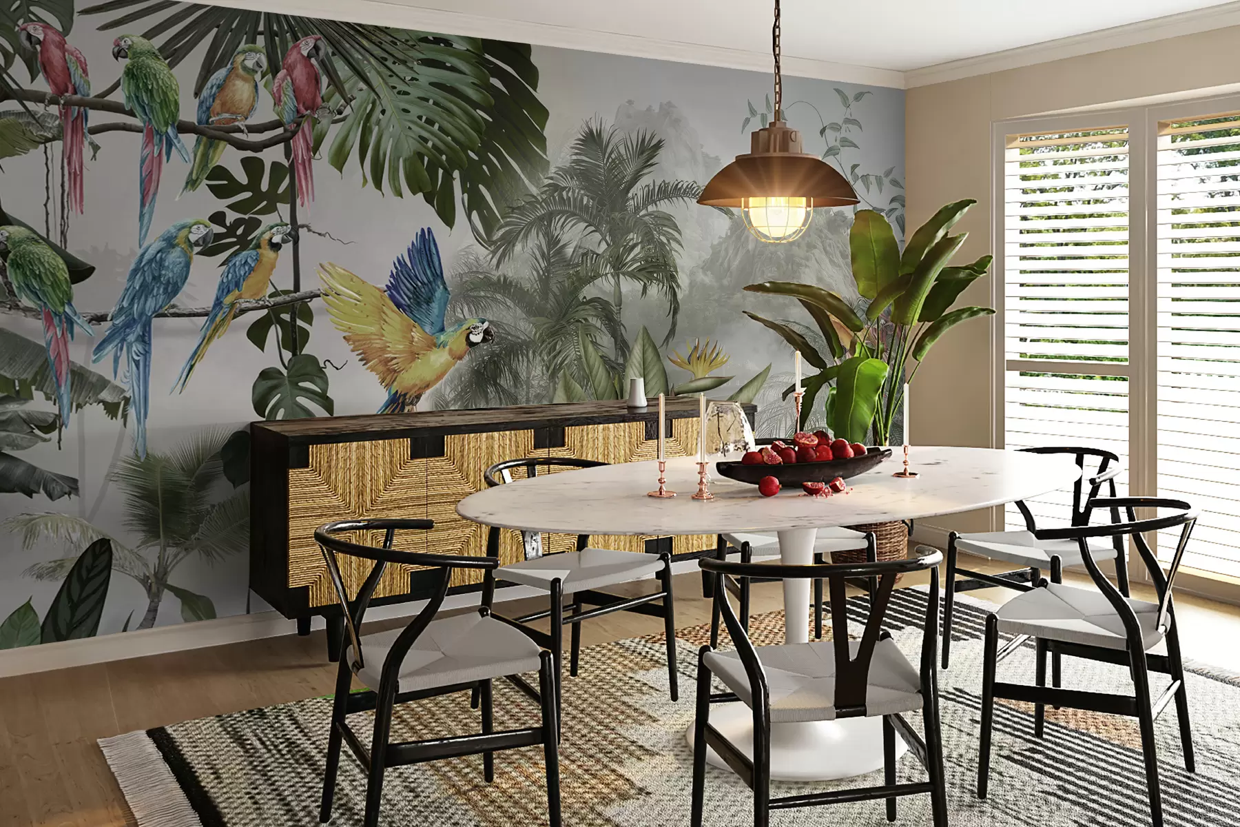 Fototapet Papoušci v deštném pralese u95693