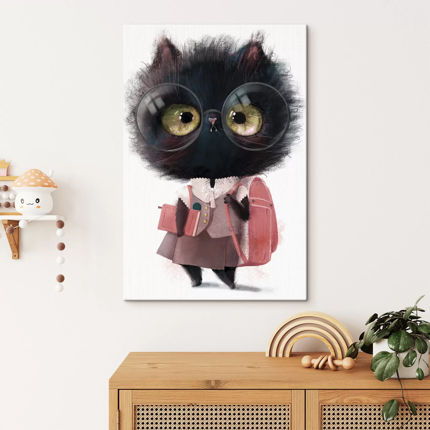 Fototapet Chytrá kočička připravená do školy s34994