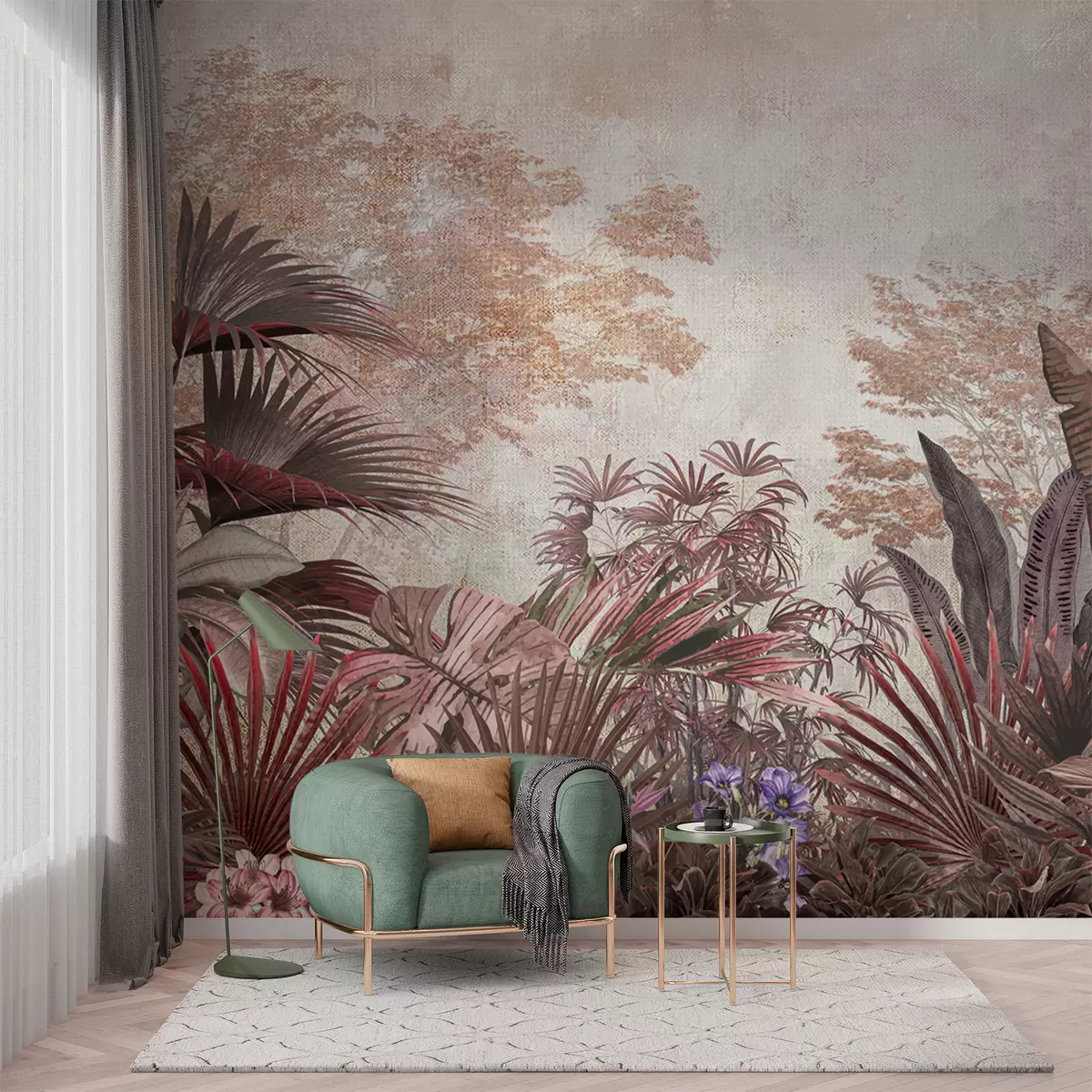 Fototapet Ilustrace z vintage tropické tapety s exotickými palmovými listy u97104