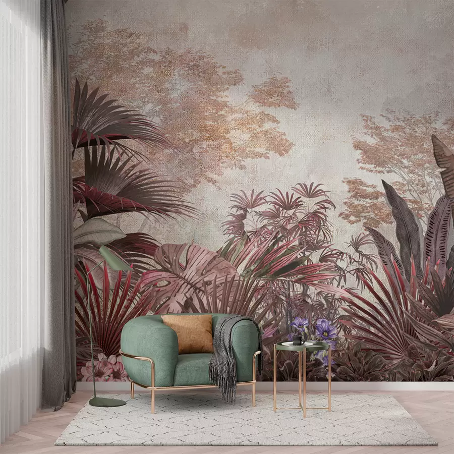 Fototapet Ilustrace z vintage tropické tapety s exotickými palmovými listy u97104