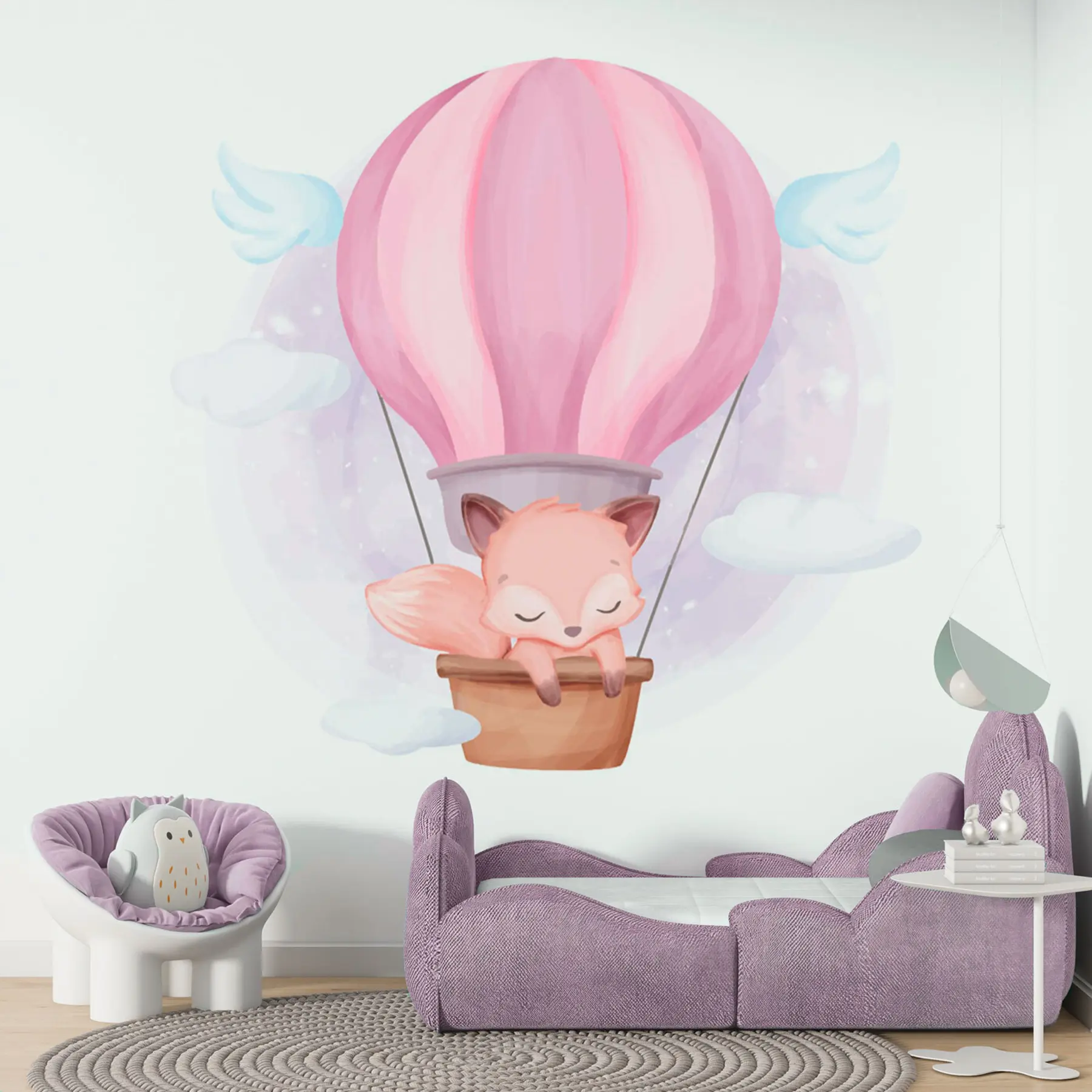 Fototapet Ilustrace lišky v horkovzdušném balónu u97395