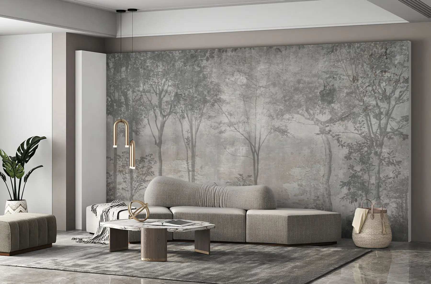 Fototapet Malba lesa na kamenné zdi u97401