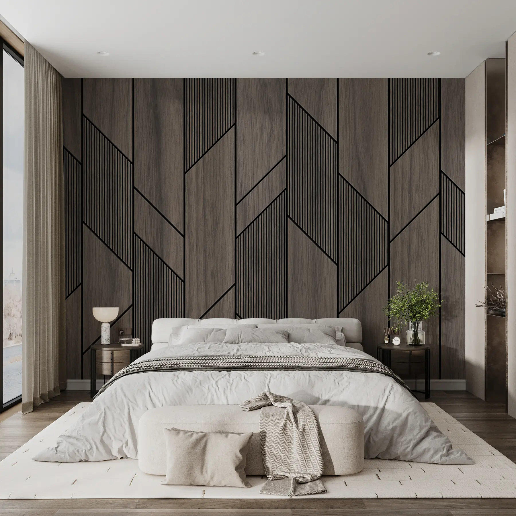 Fototapet Geometrické panely s texturou dřeva u97427