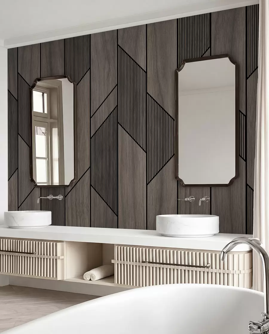 Fototapet Geometrické panely s texturou dřeva u97427