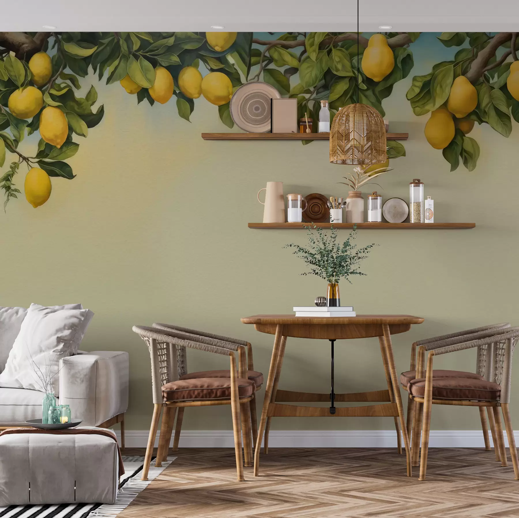 Fototapet Akvarel větve citroníku u97599
