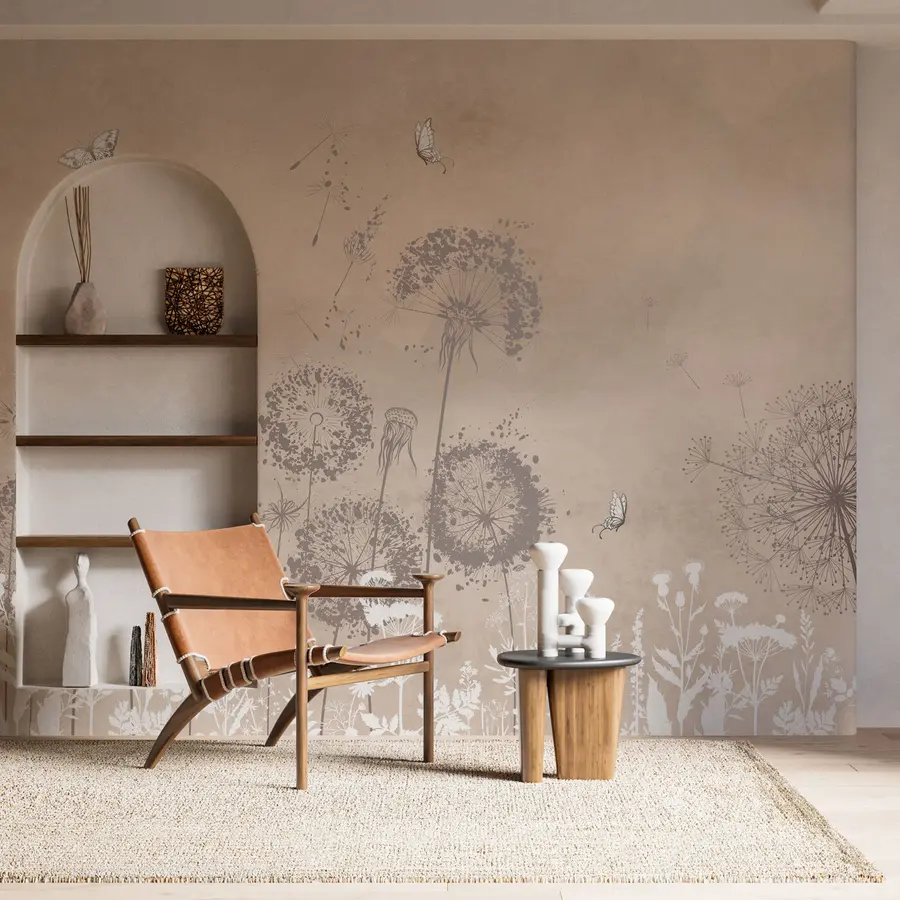 Fototapet Stylový vzor akvarel květy pampelišky u97333