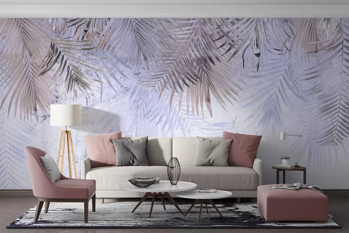 Fototapet Fialové tropické listy ve stylu grunge u93843v1