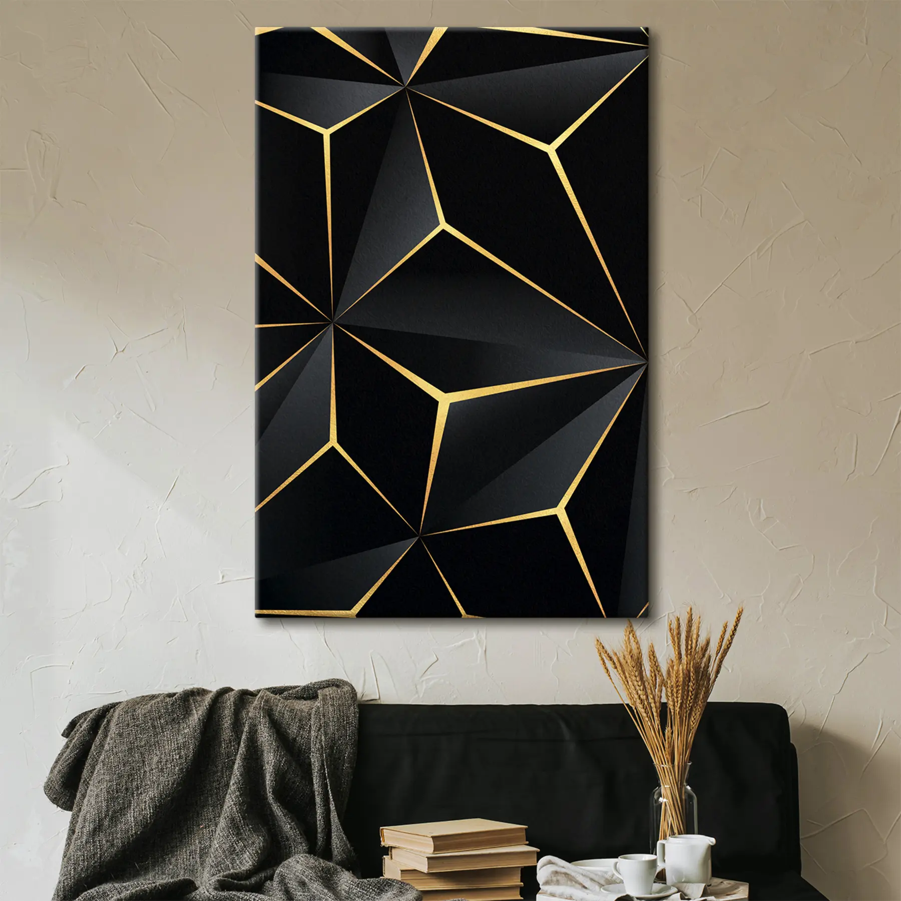 Fototapet Černá geometrie se zlatem s35865