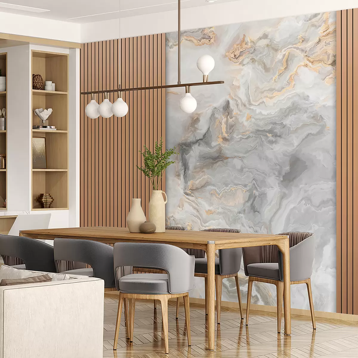 Fototapet Dřevěné lamely s mramorem u97426