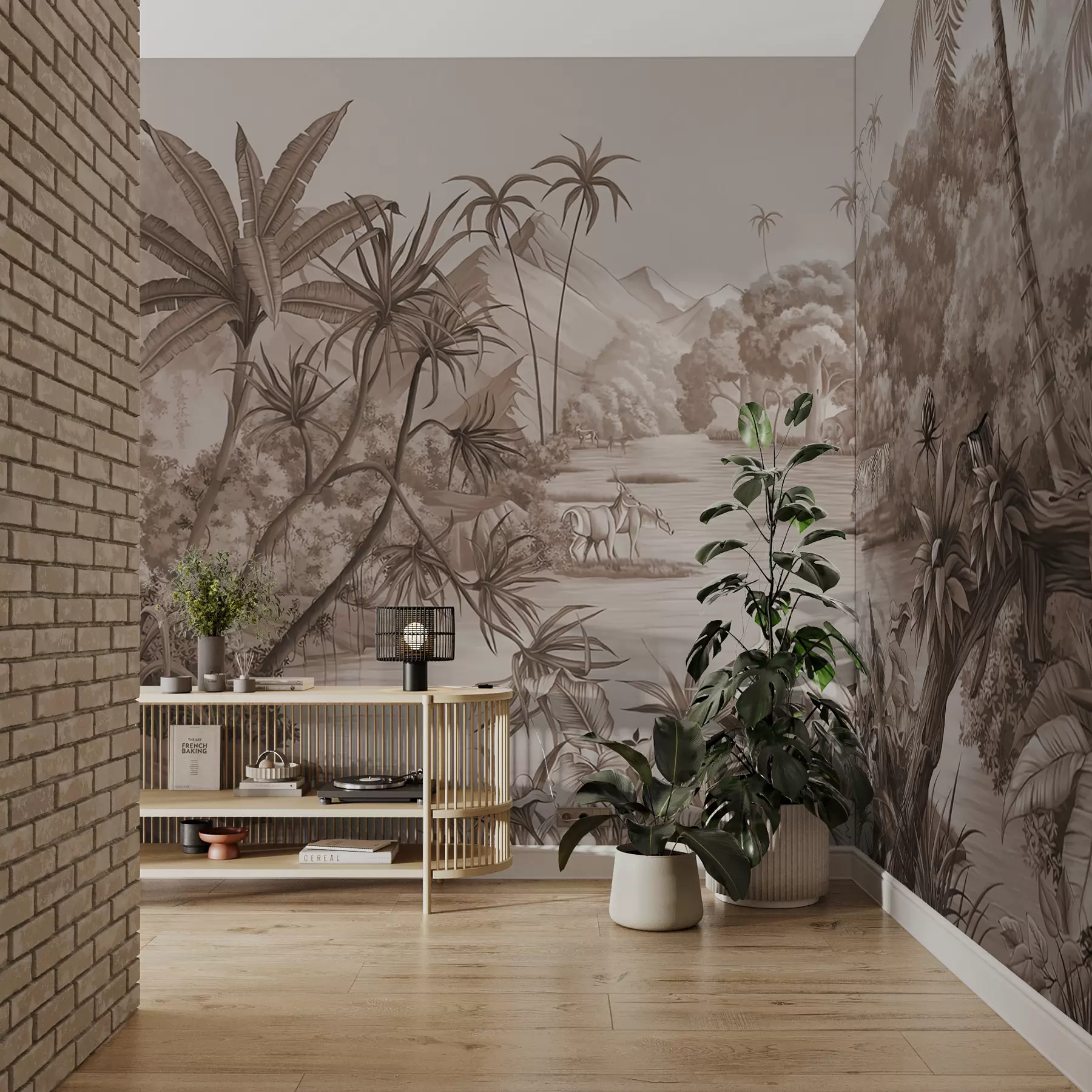 Fototapet Černobílé tropy v hnědých barvách u59040v1