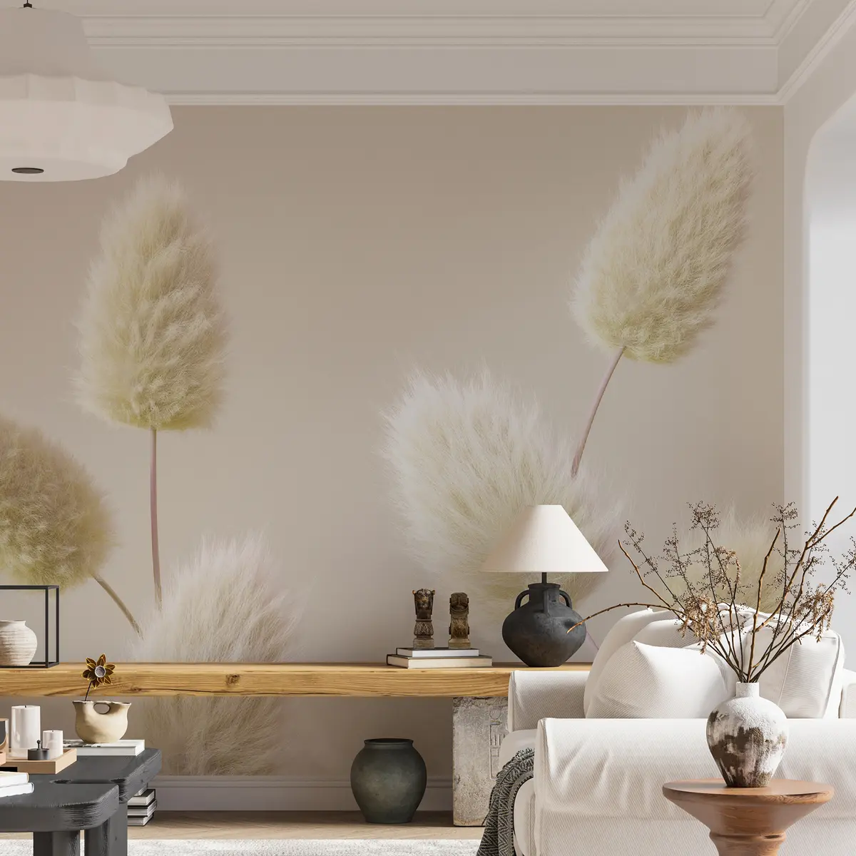 Fototapet Trendy béžové sušené květiny v boho stylu u98432v1