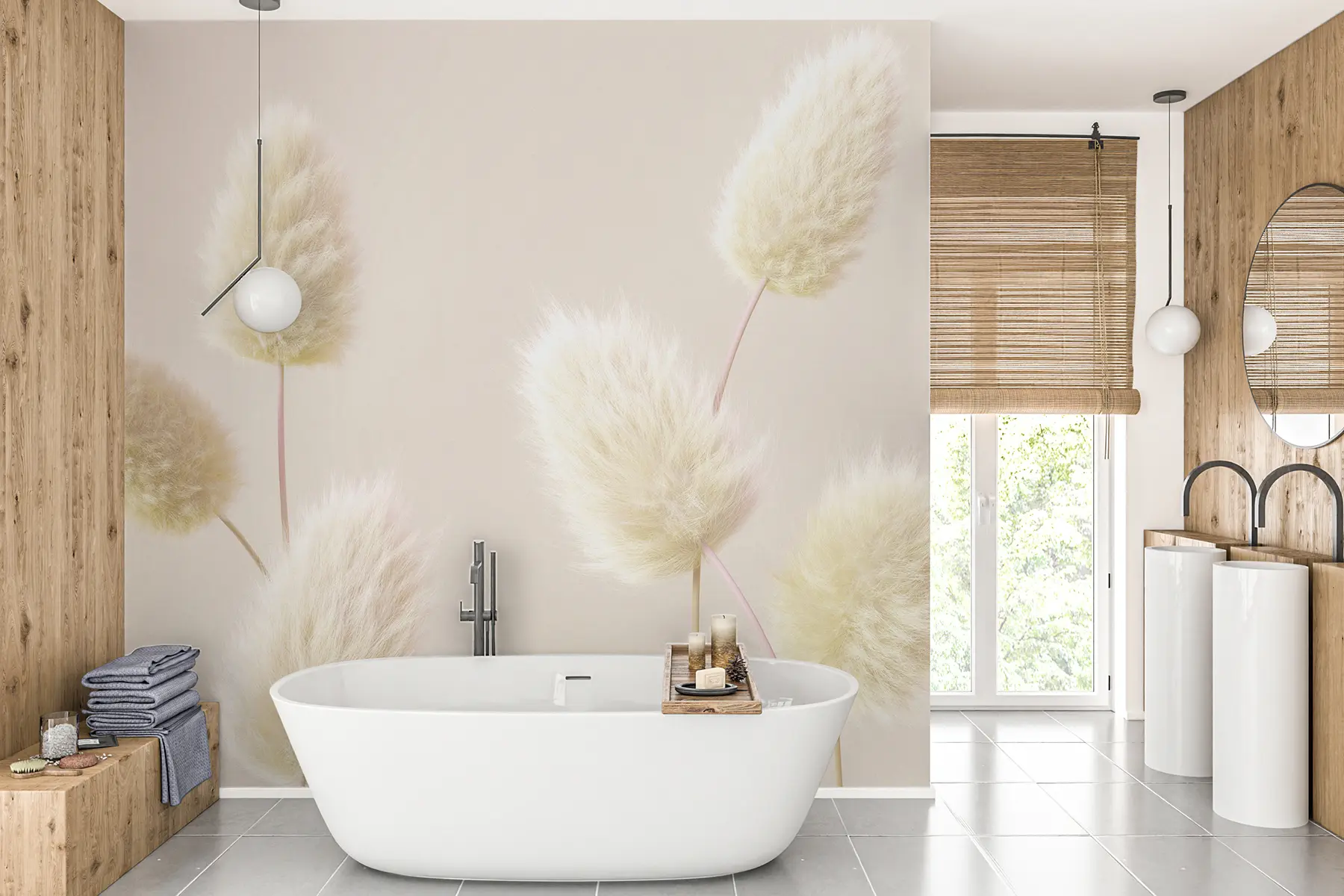 Fototapet Trendy béžové sušené květiny v boho stylu u98432v1