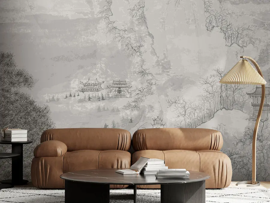 Fototapet Ilustrace čínské krajiny ve stylu staré čínské malby u98699