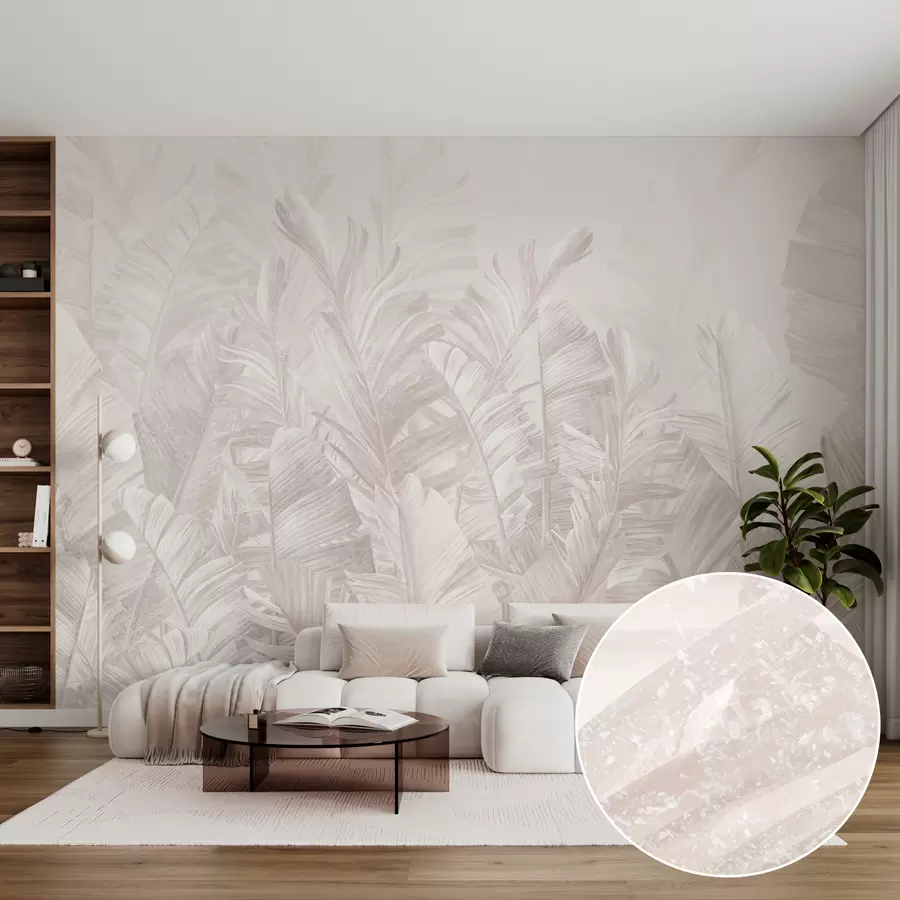 Fototapet Trendy tropické béžové listy u98951