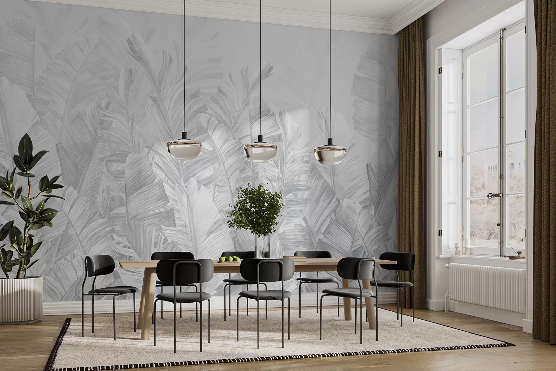 Fototapet Trendy tropické šedé listy u98951v2