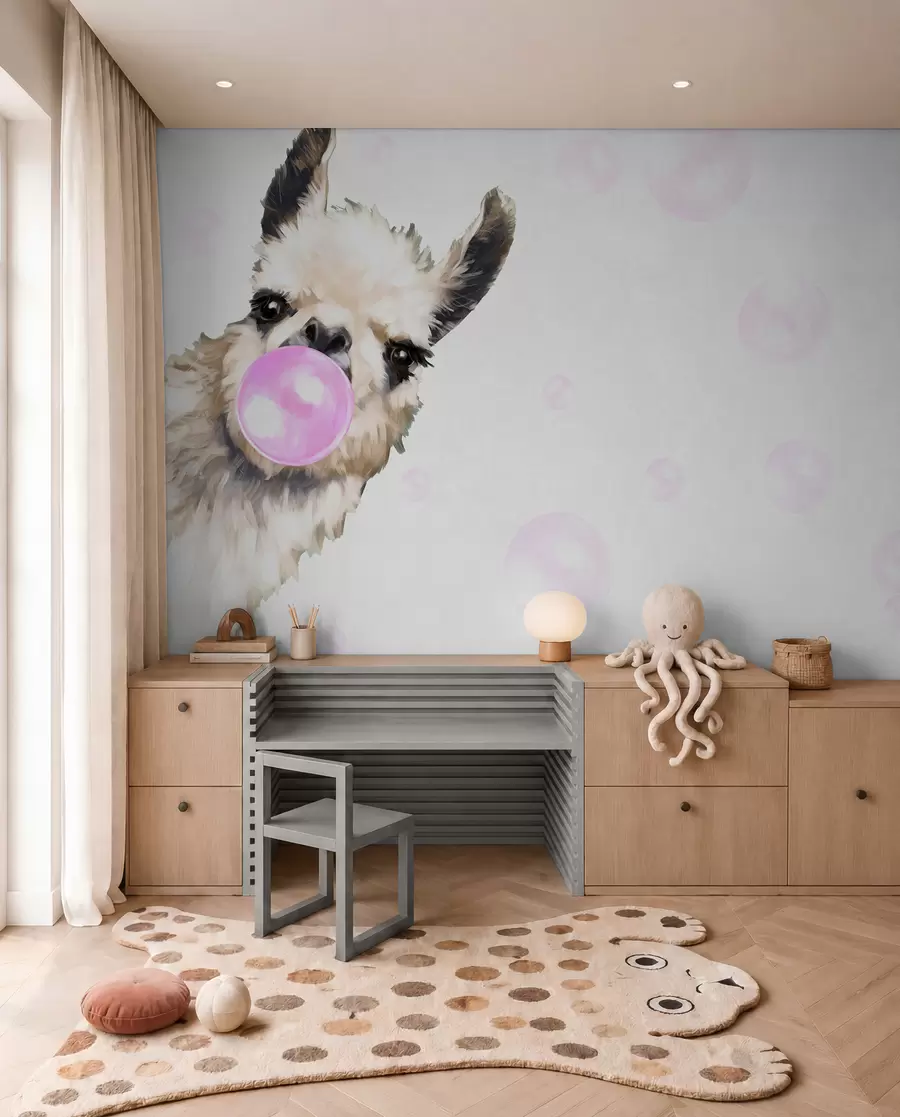 Fototapet Lama se žvýkačkovou bublinou u98952