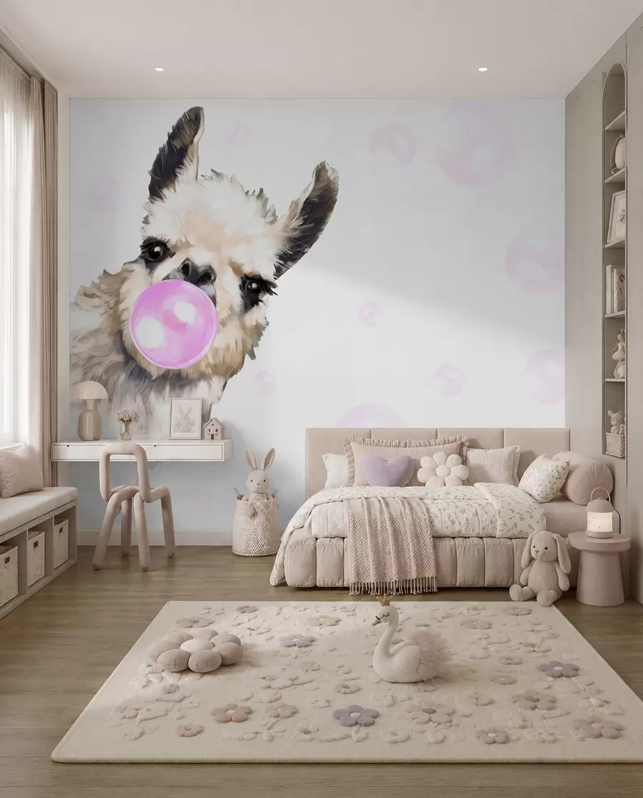 Fototapet Lama se žvýkačkovou bublinou u98952