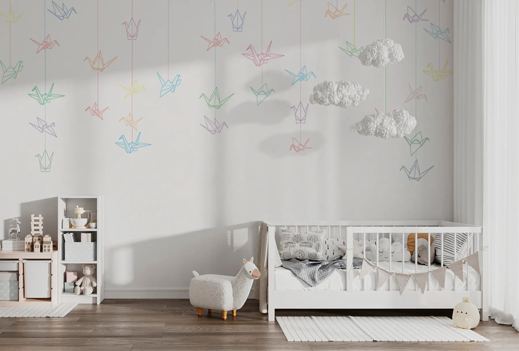 Fototapet Barevní origami jeřábi u98953