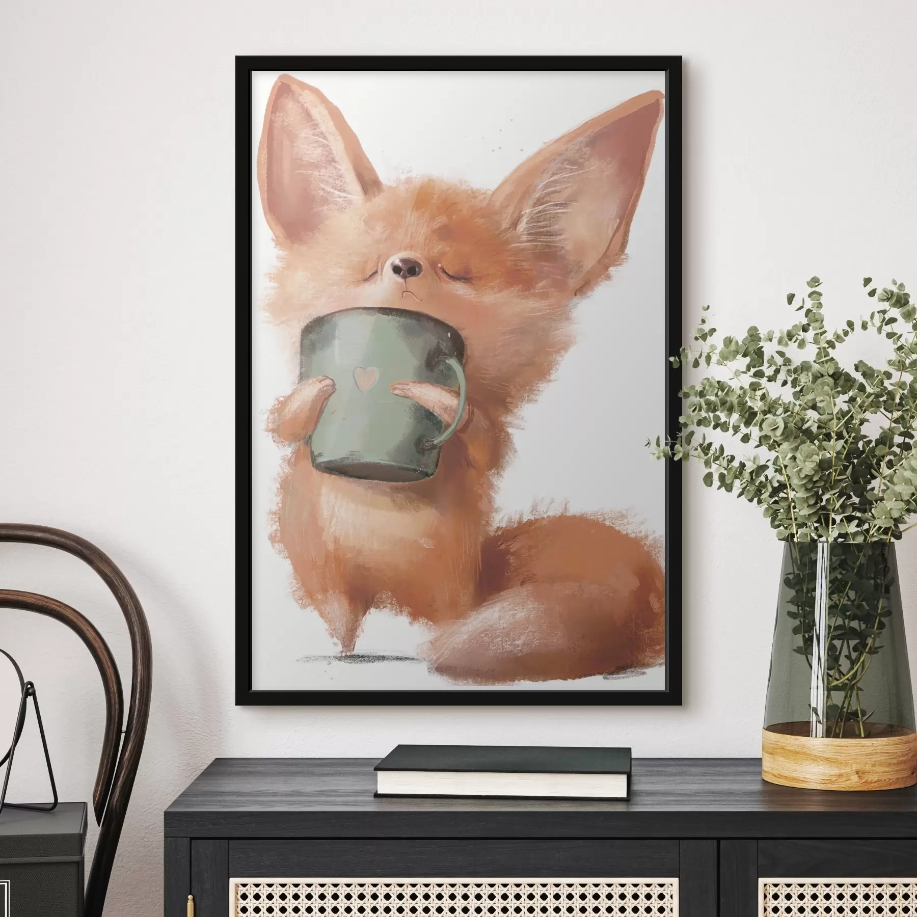 Fototapet Červená liška a káva f35008