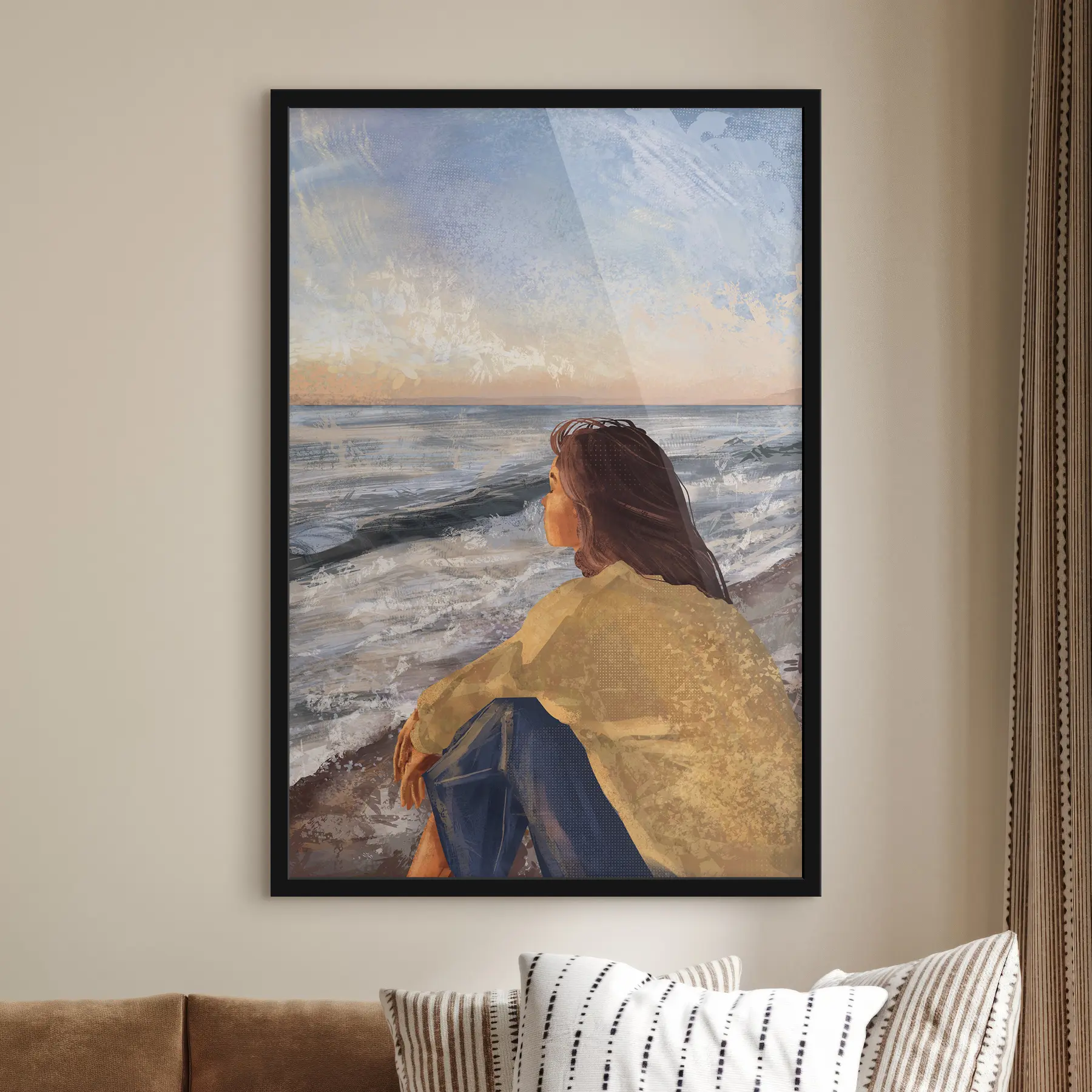 Fototapet Žena u moře, rozjímající nad vlnami f35317