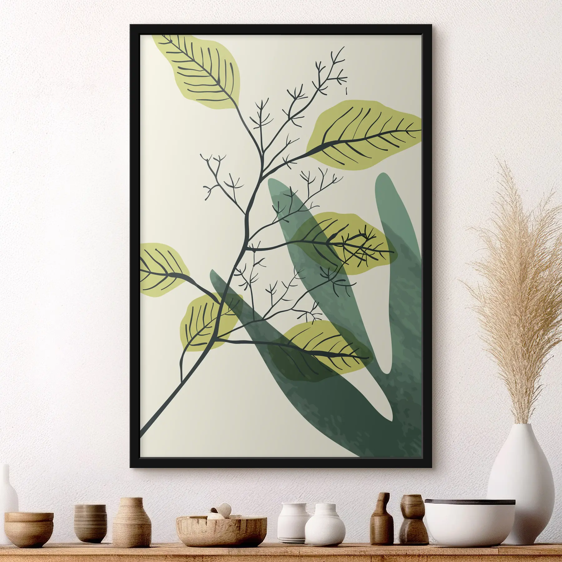 Fototapet Akvarelová malba větve se žlutými listy f36134