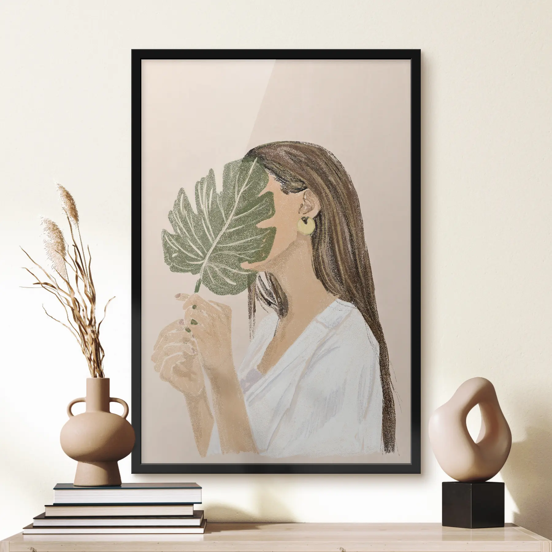 Obraz Abstraktní ženský portrét v boho stylu Č. f35800