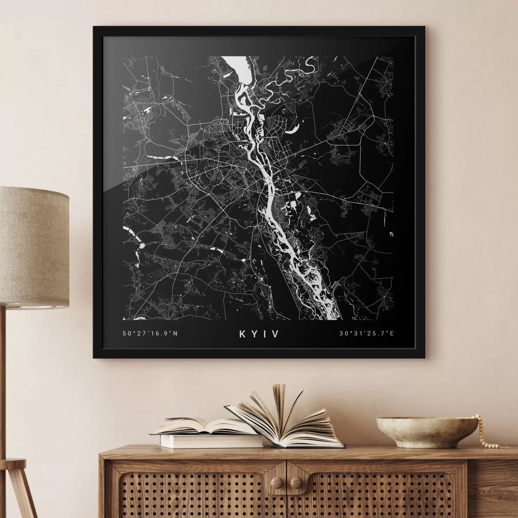 Obraz Minimalistická mapa města Kyjev na Ukrajině Č. f31428