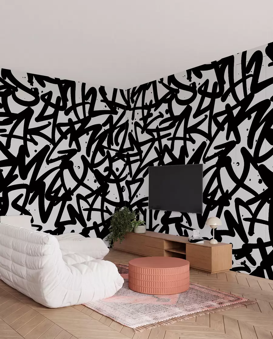Fototapet Graffiti Emoce: Black u99087v3