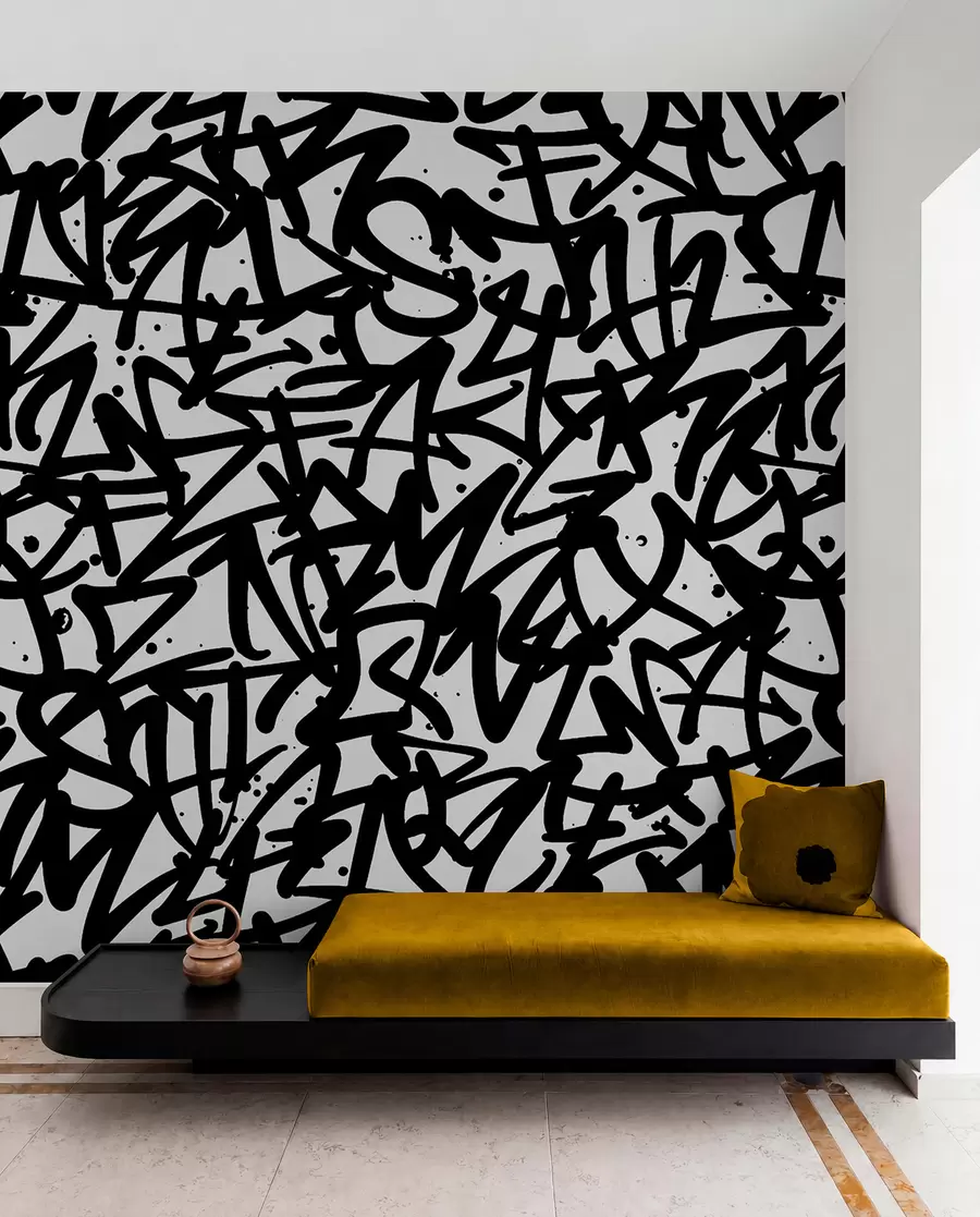 Fototapet Graffiti Emoce: Black u99087v3