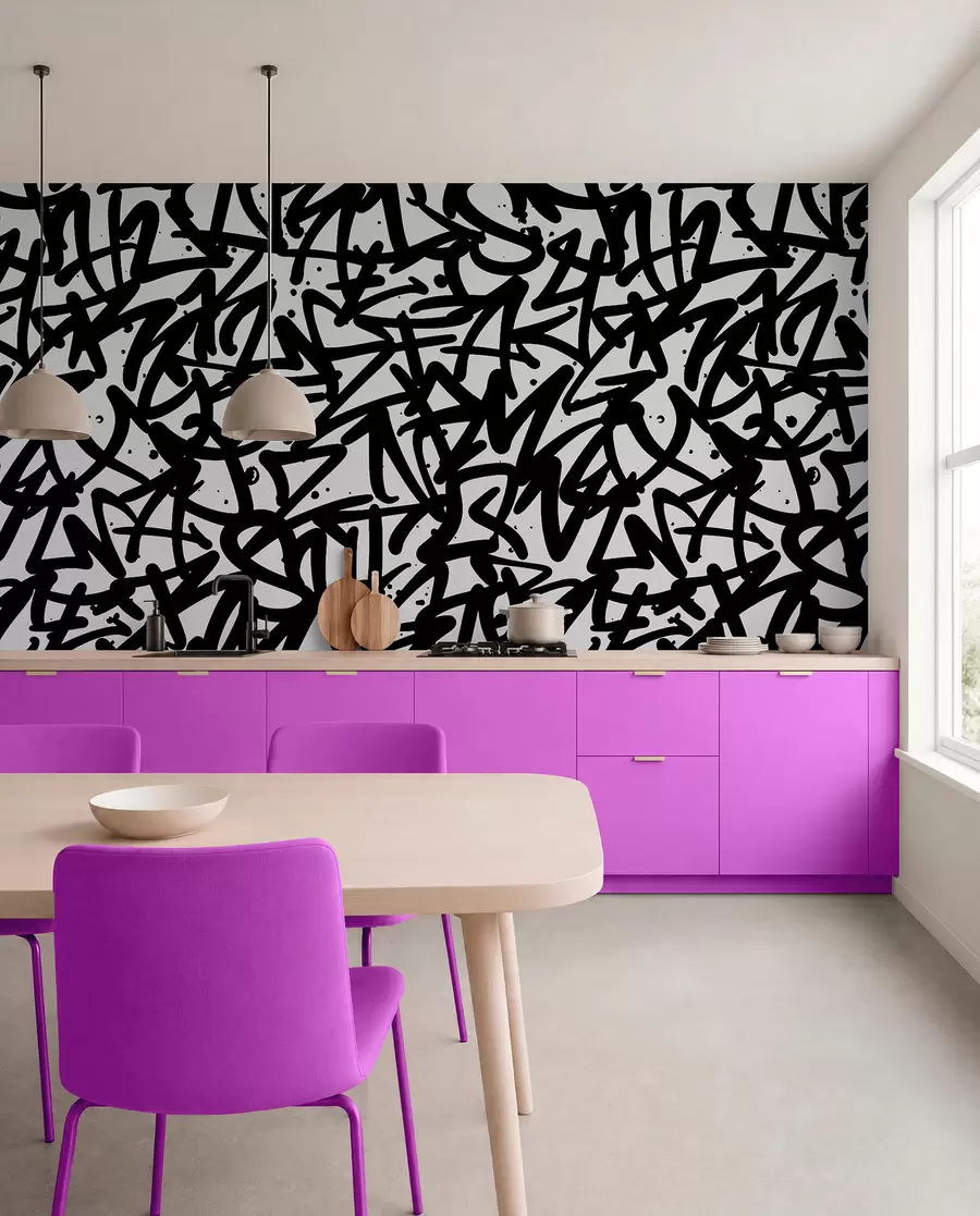 Fototapet Graffiti Emoce: Black u99087v3