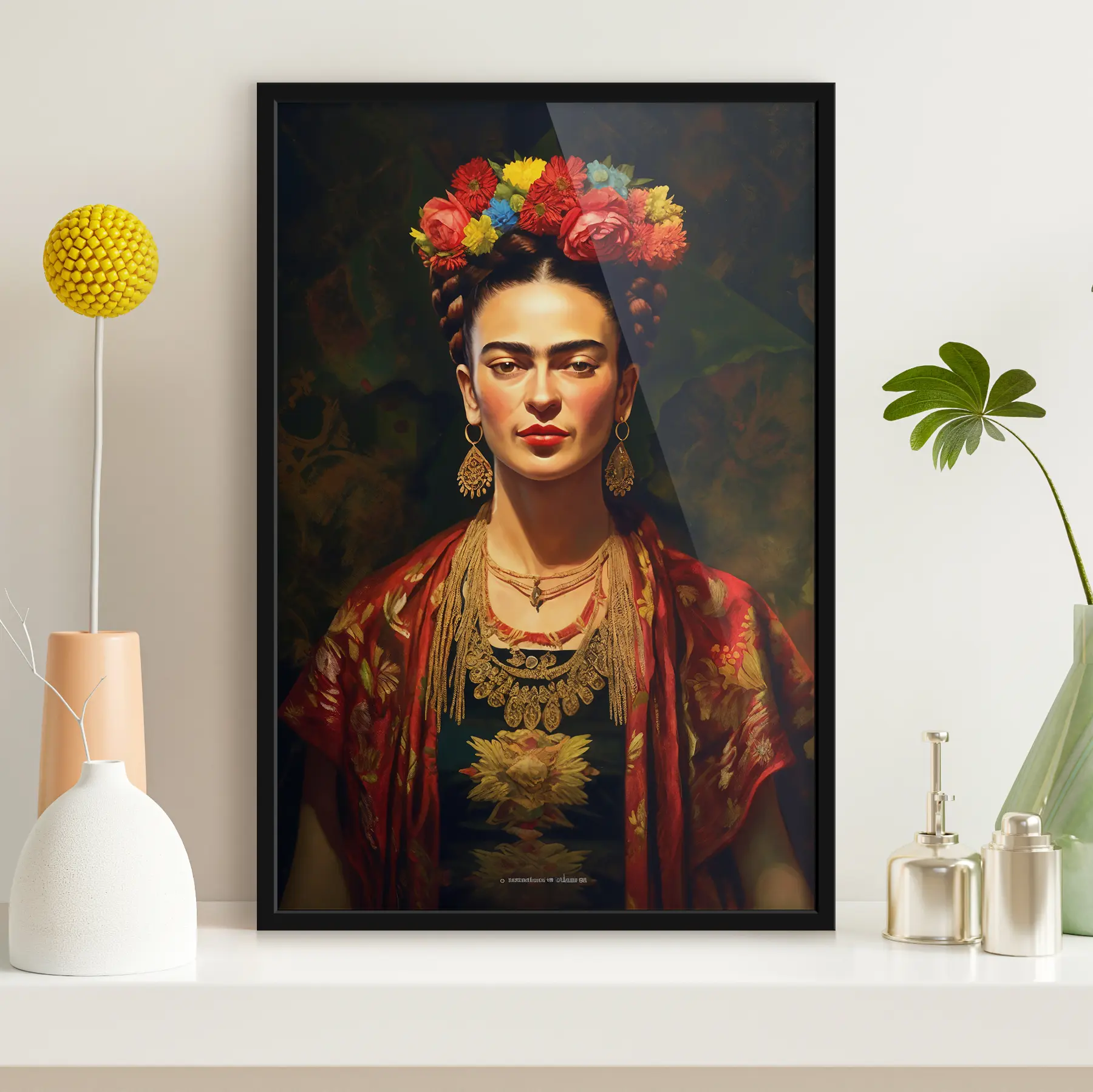 Fototapet Frida Kahlo na pozadí vintage tapiserie f32864