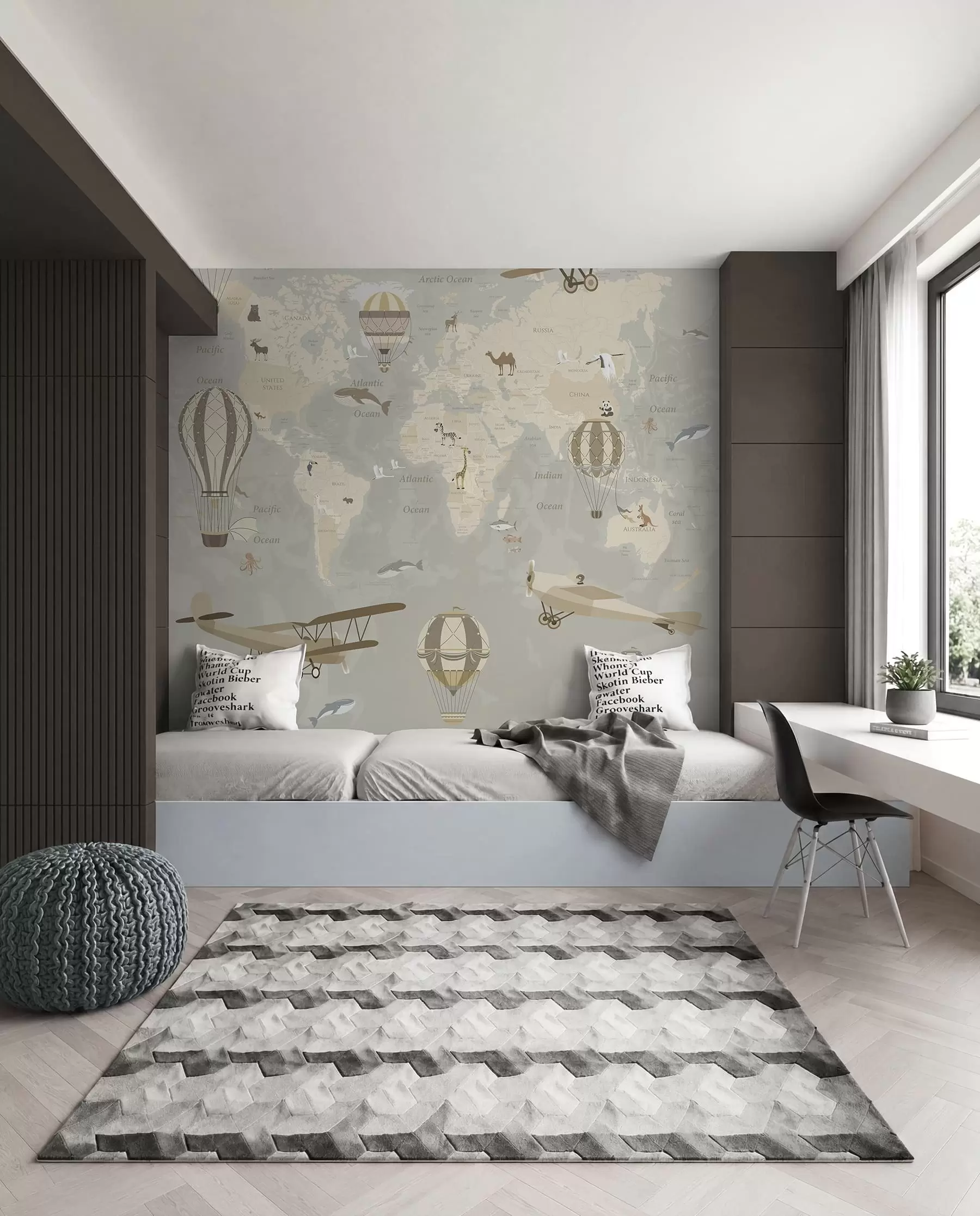 Fototapet Mapa světa s balóny I u36066d1
