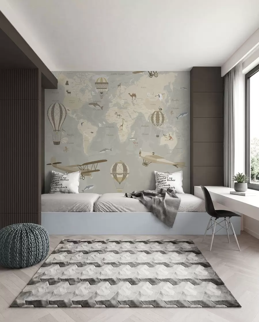 Fototapet Mapa světa s balóny I u36066d1
