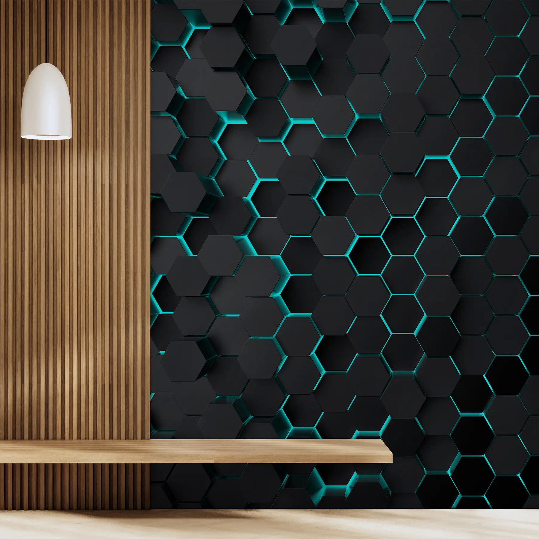 Fototapet "Černý tyrkysový šestiúhelník" u93618d1