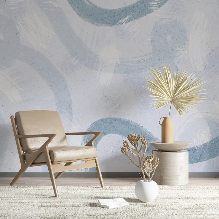 Fototapet Tahy štětcem, abstraktní ručně kreslený vzor, modré barvy u99656v1