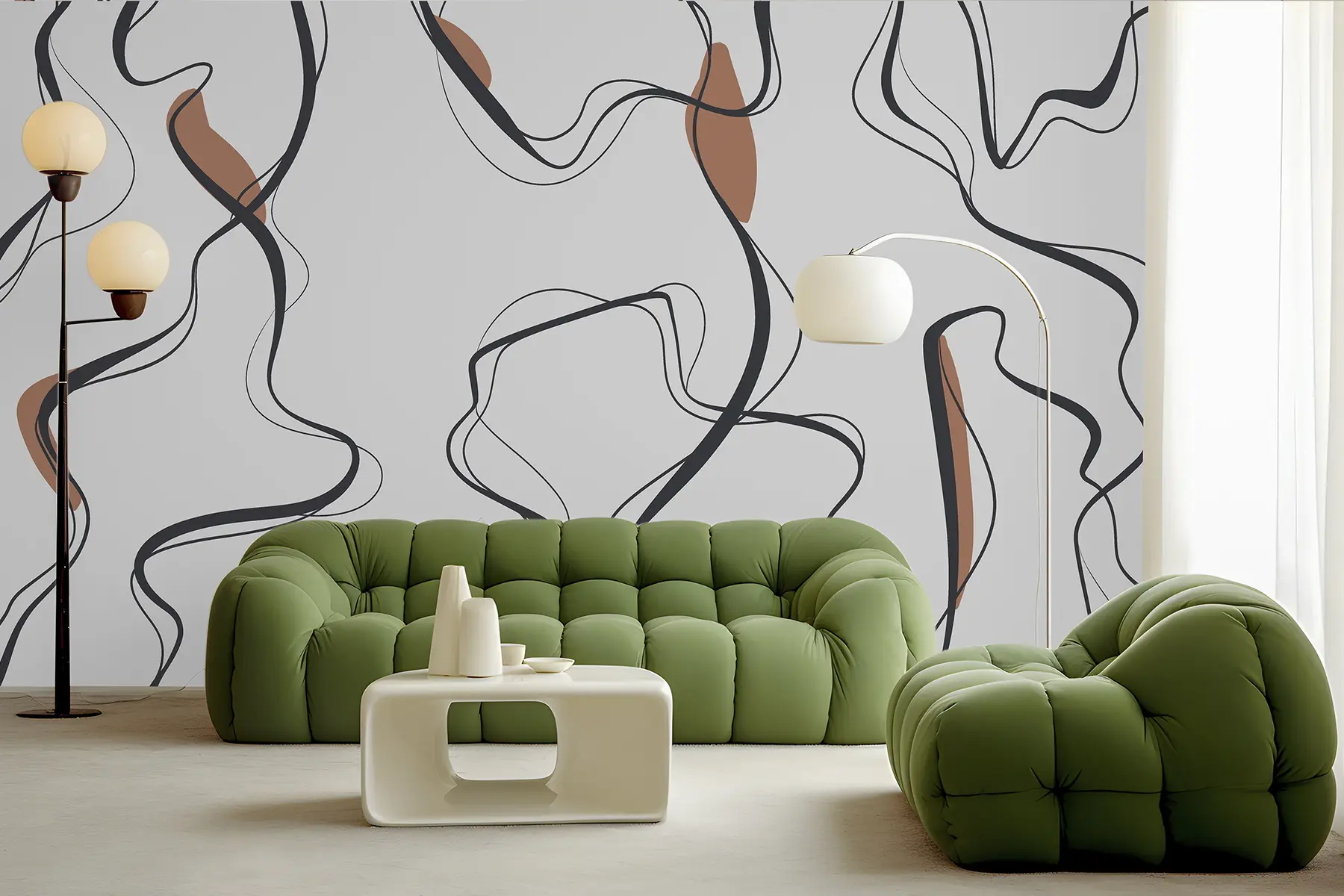 Fototapet Umělecká kresba tuší, abstraktní vzor, geometrické linie, šedá a oranžová barva u99659v3