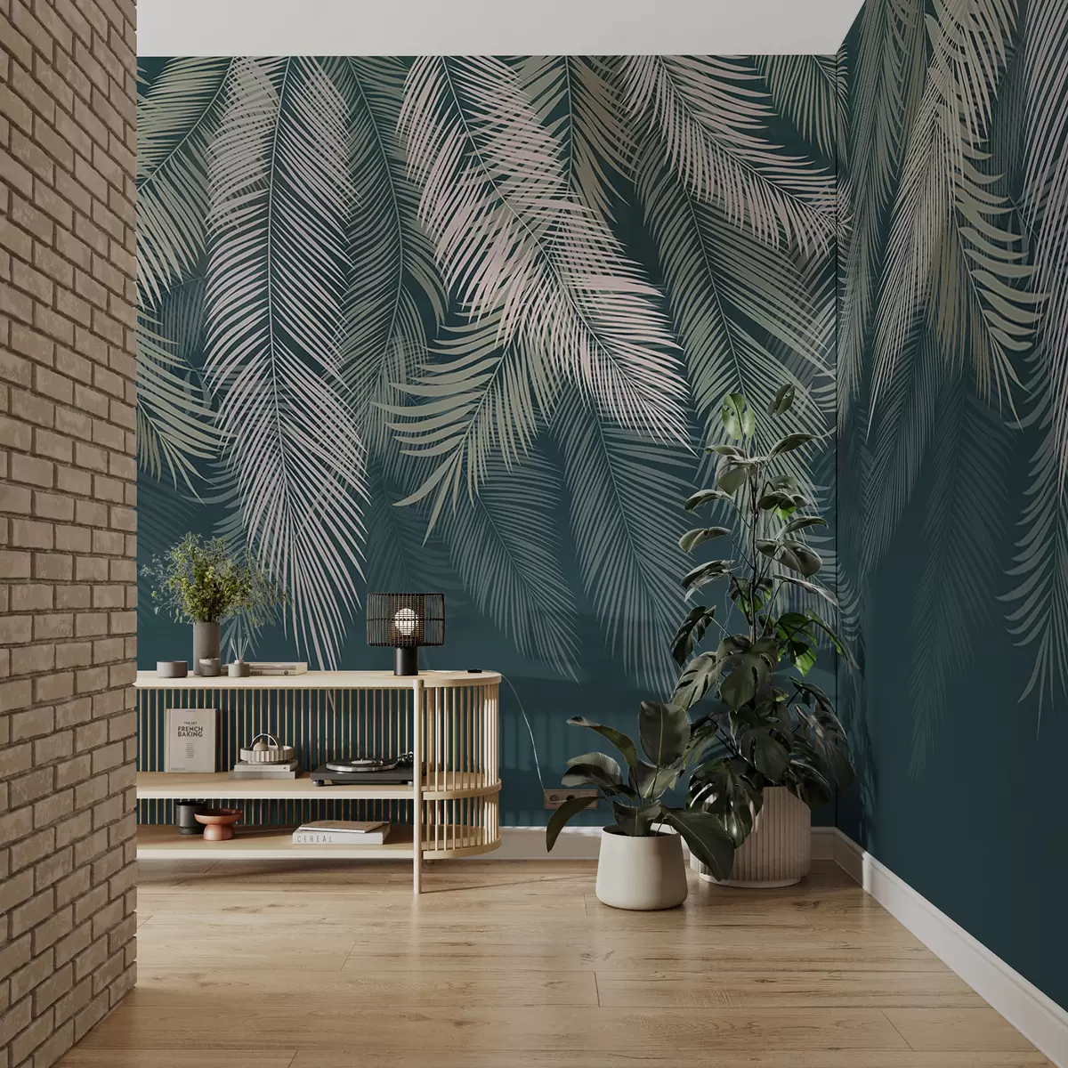 Fototapet Palmové listy na tmavě zeleném pozadí u48556v2d2